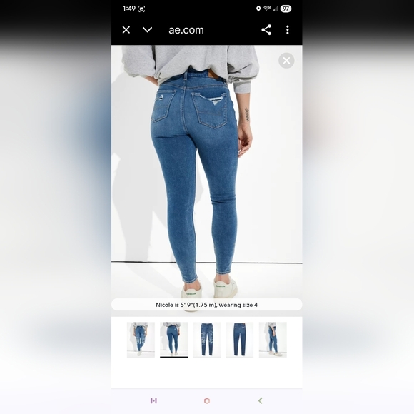 ⚘️Nwot AMERICAN EAGLE Dream Patched Curvy High-Waisted Jegging 18 - Picture 8 of 8